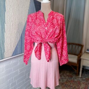 Sag Harbor Pink Floral Button Up Striped Shirt